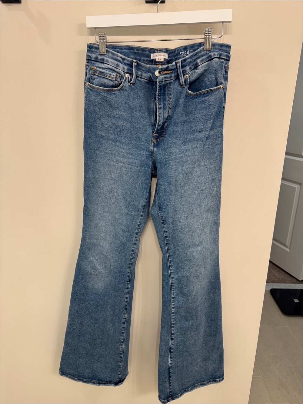 Good American Medium Blue Flare Jeans